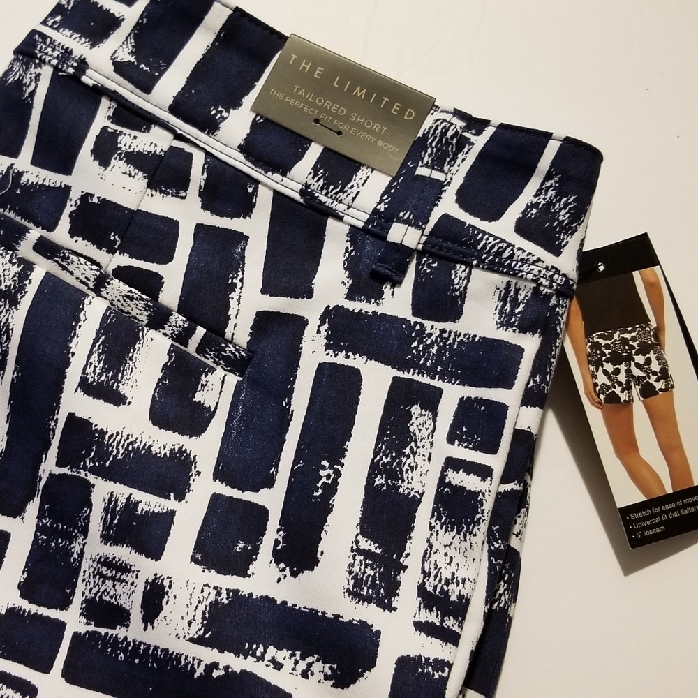 NWT The Limited White & Navy Tailored Shorts - Picture 2 of 3